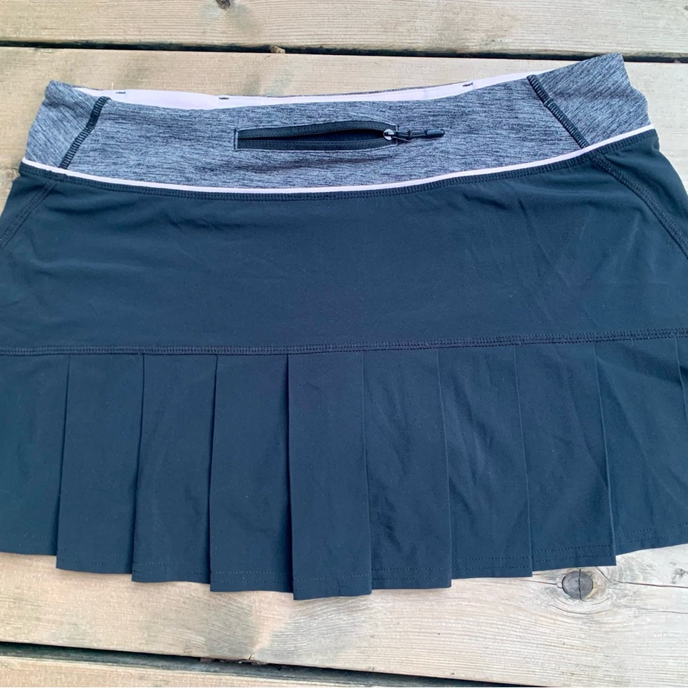 Lululemon Speed Skirt Black / Heathered Grey (Coal/Pink Mist) Pleated Sz 8 - Picture 3 of 9